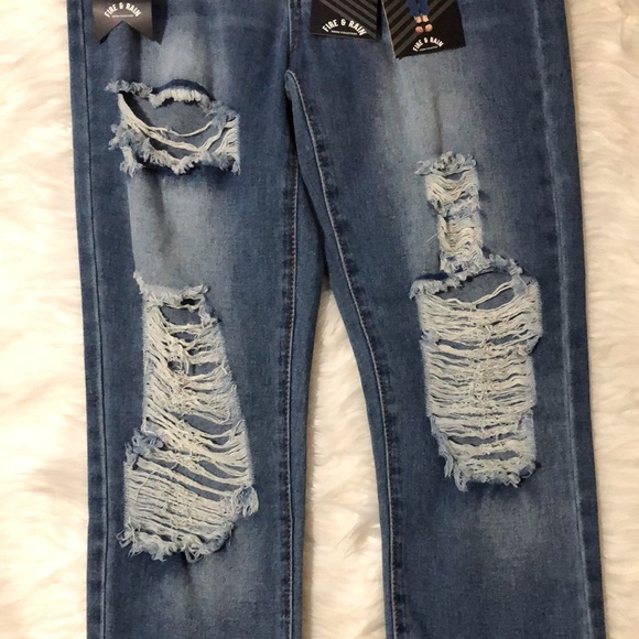 Fire& Rain High rise straight distressed medium wash denim jeans size 9 - Picture 2 of 9